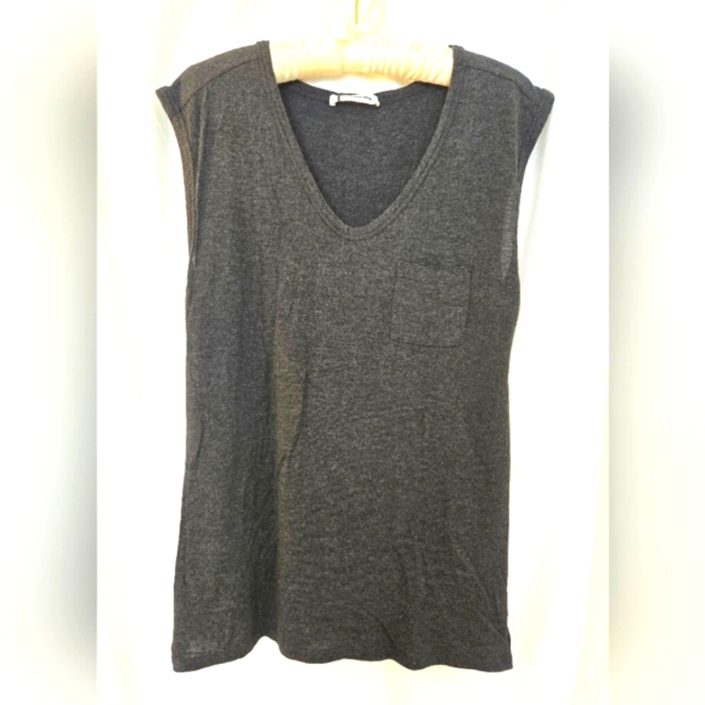 ( Alexander Wang ) Long V-Neck T- Shirt with Front Pocket